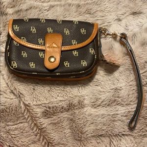 Dooney & Bourke Brown and Tan Monogram Mini Clutch